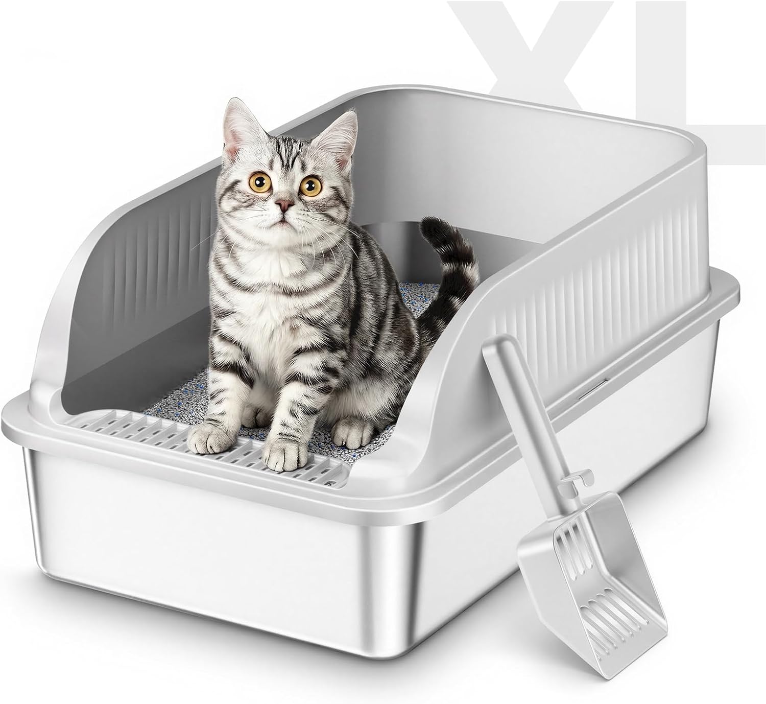 Lettiera per gatti Ligo XL in acciaio inox